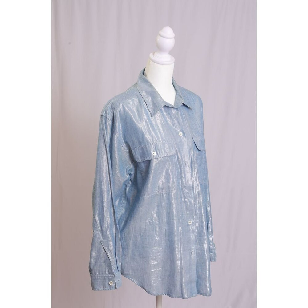 Women’s Size Medium Metallic Blue Oversized Blouse